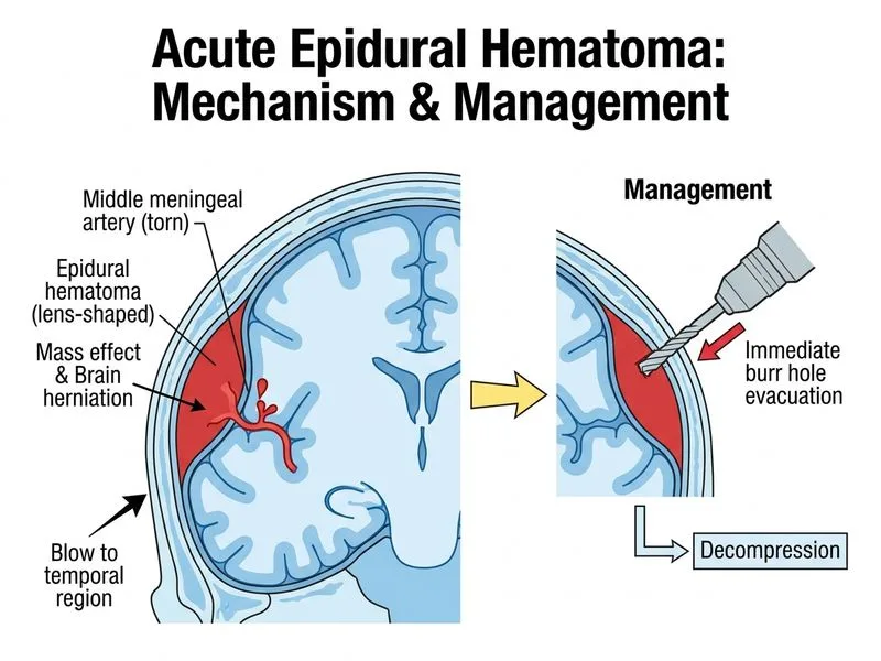 Acute epidural hematoma management diagram
