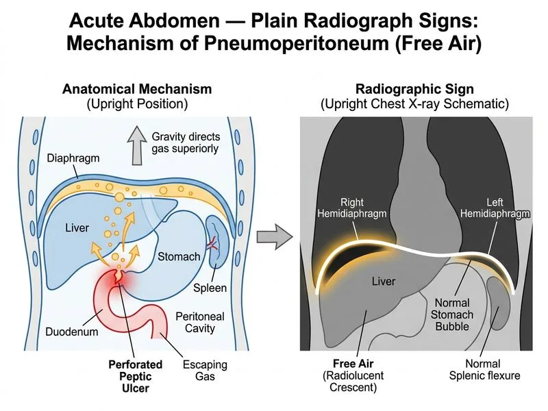 Acute Abdomen — Plain Radiograph Signs diagram