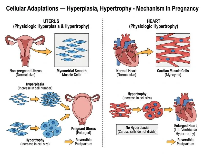 Cellular Adaptations — Hyperplasia, Hypertrophy diagram