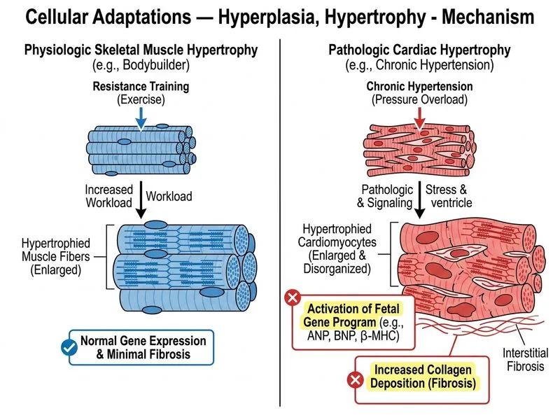 Cellular Adaptations — Hyperplasia, Hypertrophy diagram