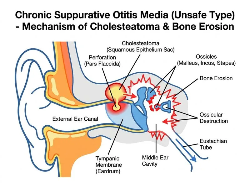 Chronic Suppurative Otitis Media diagram