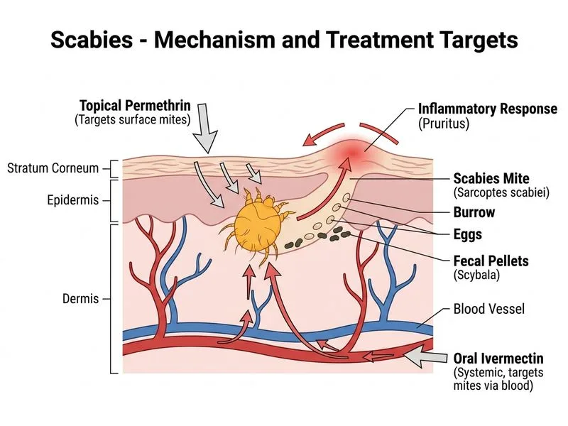 Scabies diagram