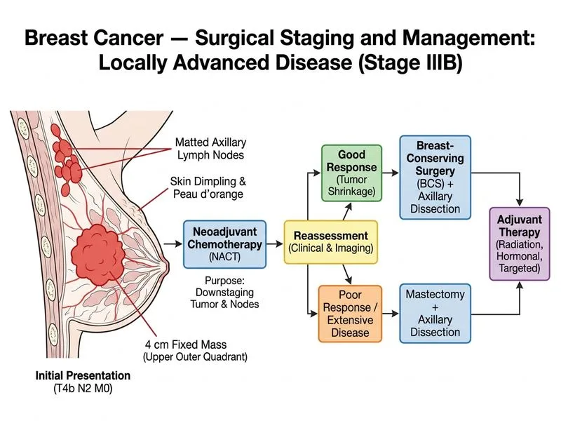 Breast Cancer — Surgical Staging and Management diagram