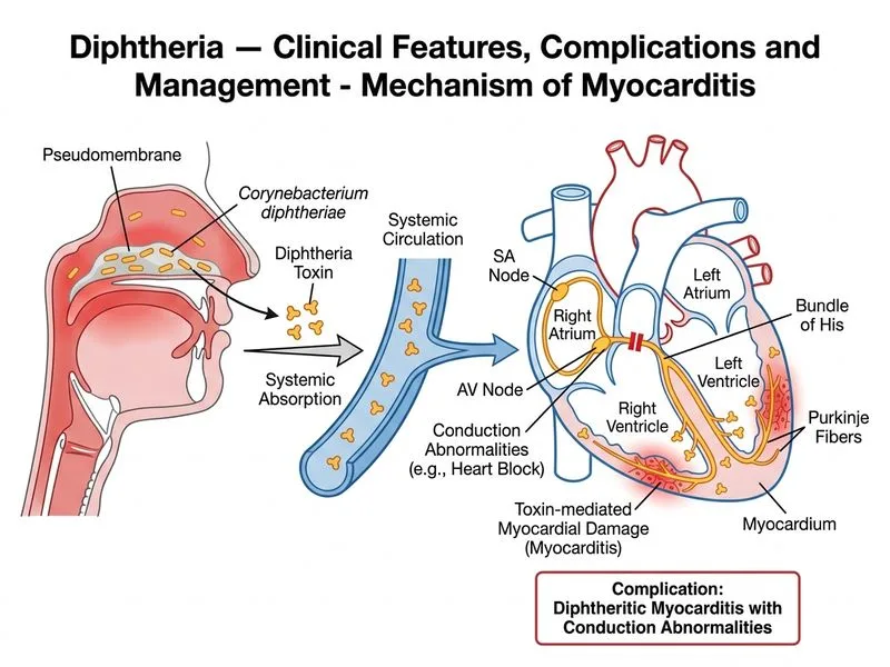 Diphtheria — Clinical Features, Complications and Management diagram