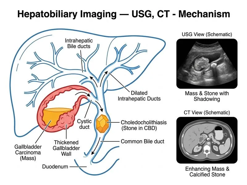 Hepatobiliary Imaging — USG, CT diagram