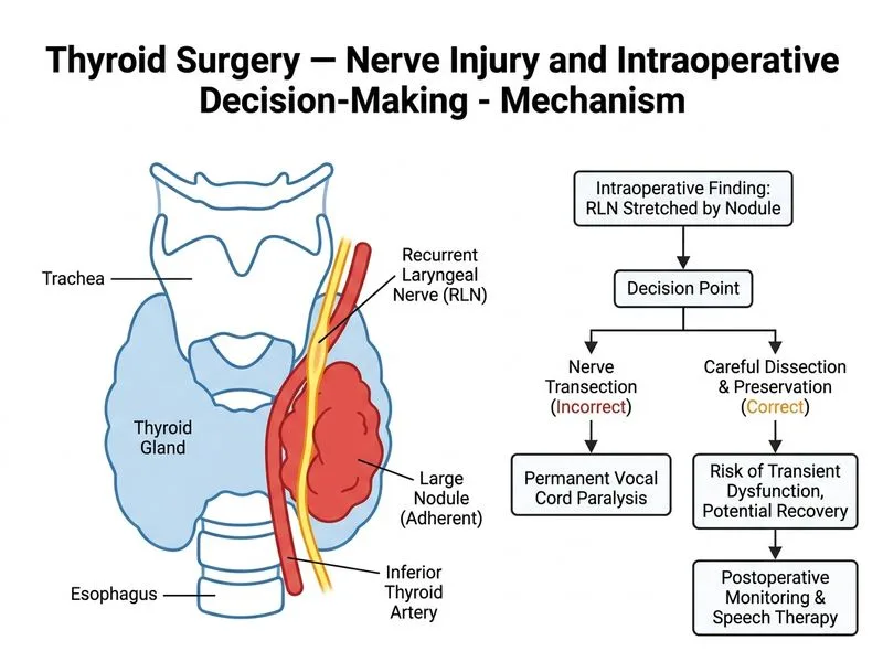 Thyroid Surgery — Nerve Injury and Intraoperative Decision-Making diagram