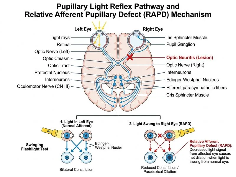 Pupillary Reflexes and Pathologies diagram