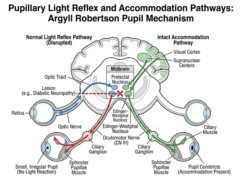 Pupillary Reflexes and Pathologies diagram
