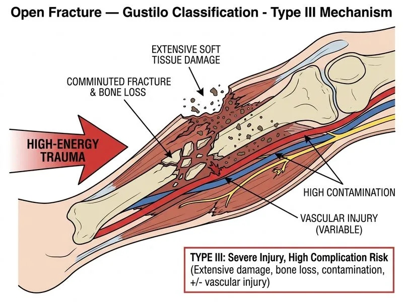 Open Fracture — Gustilo Classification diagram