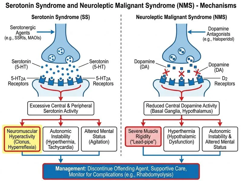 Serotonin Syndrome and NMS diagram