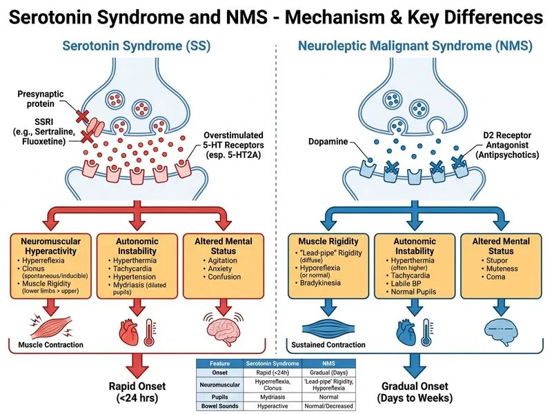 Serotonin Syndrome and NMS diagram