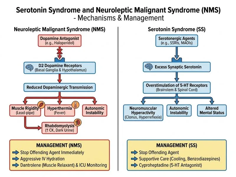 Serotonin Syndrome and NMS diagram