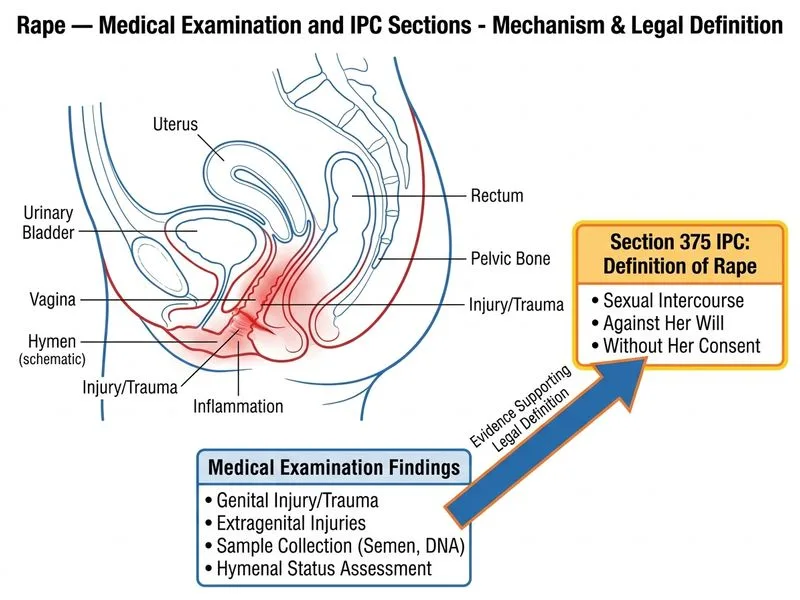 Rape — Medical Examination and IPC Sections diagram