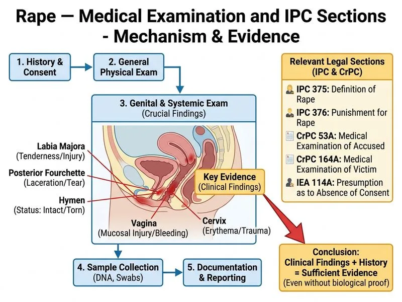 Rape — Medical Examination and IPC Sections diagram