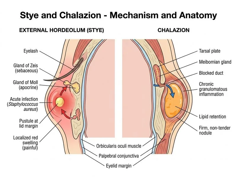 Stye and Chalazion diagram