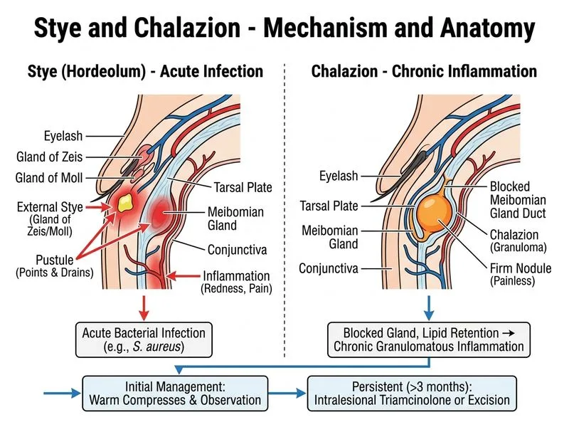 Stye and Chalazion diagram