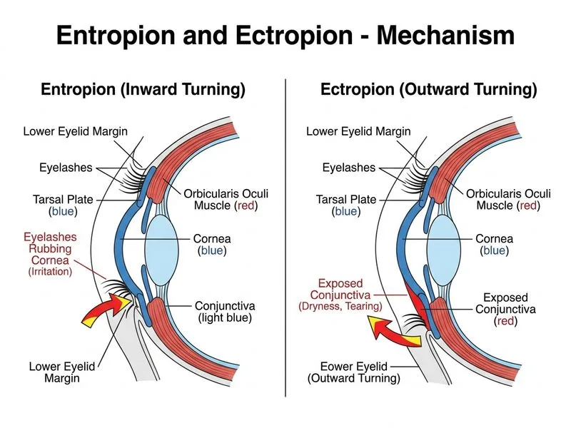 Entropion and Ectropion diagram