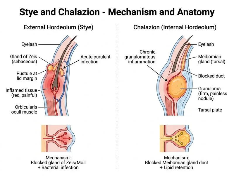 Stye and Chalazion diagram
