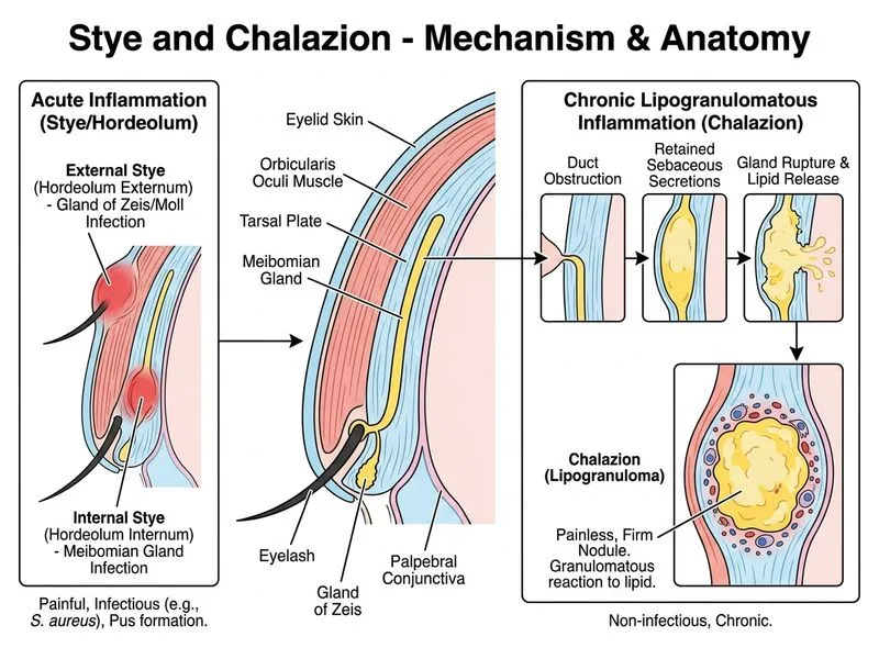Stye and Chalazion diagram
