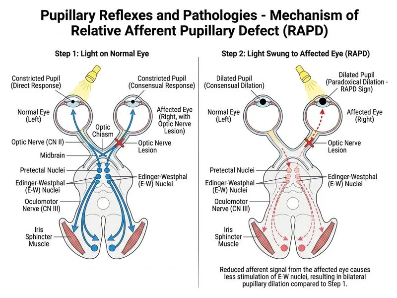 Pupillary Reflexes and Pathologies diagram