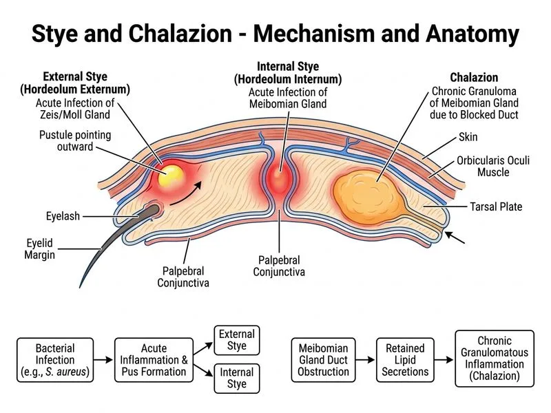 Stye and Chalazion diagram