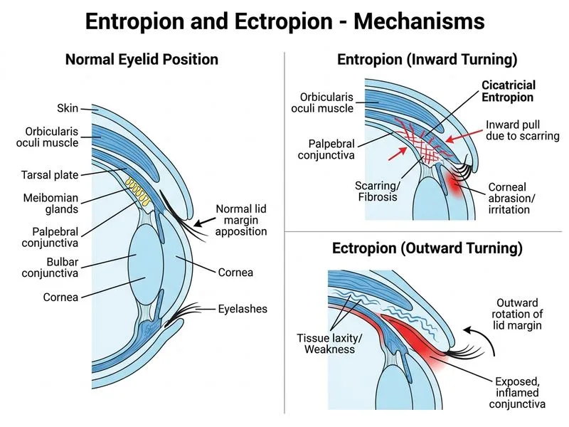 Entropion and Ectropion diagram