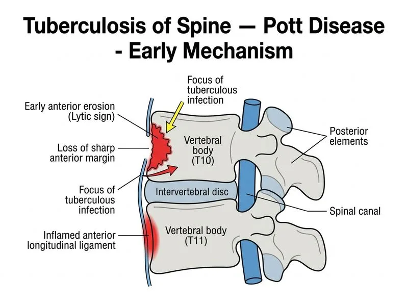 Tuberculosis of Spine — Pott Disease diagram