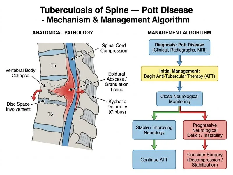 Tuberculosis of Spine — Pott Disease diagram