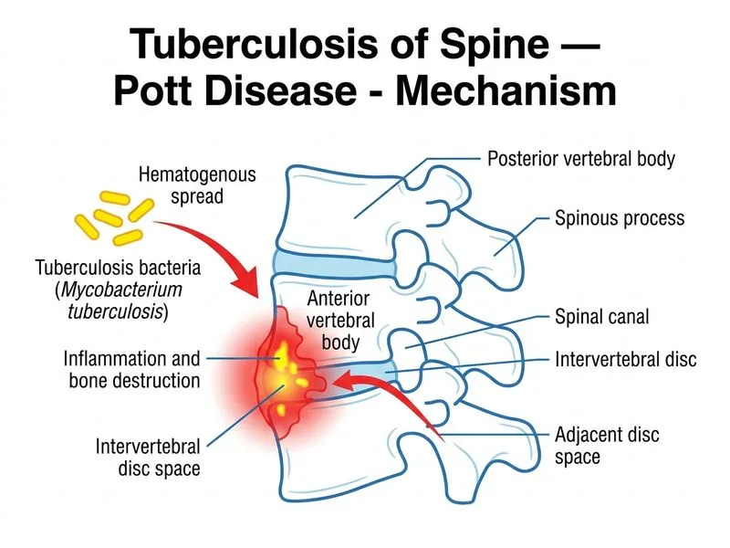 Tuberculosis of Spine — Pott Disease diagram