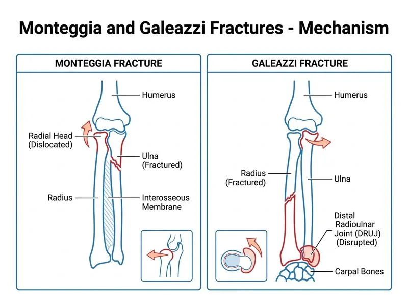 Monteggia and Galeazzi Fractures diagram
