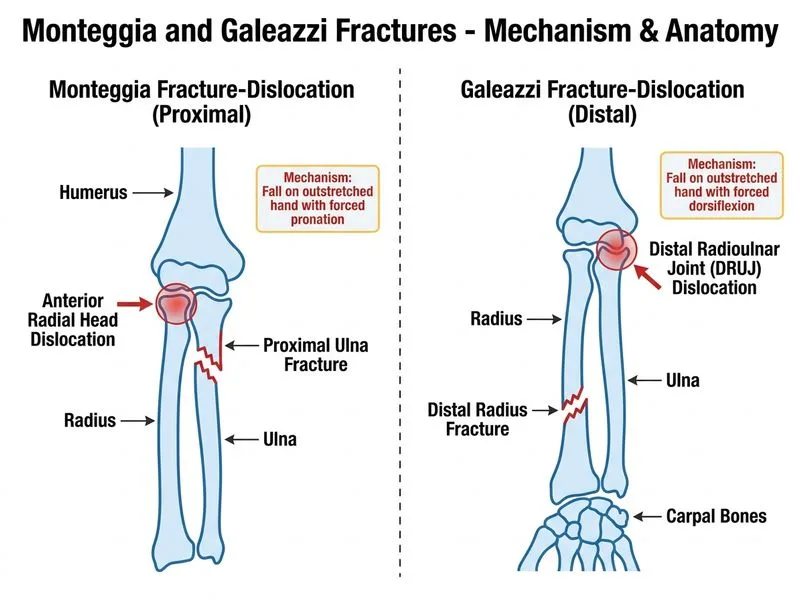 Monteggia and Galeazzi Fractures diagram