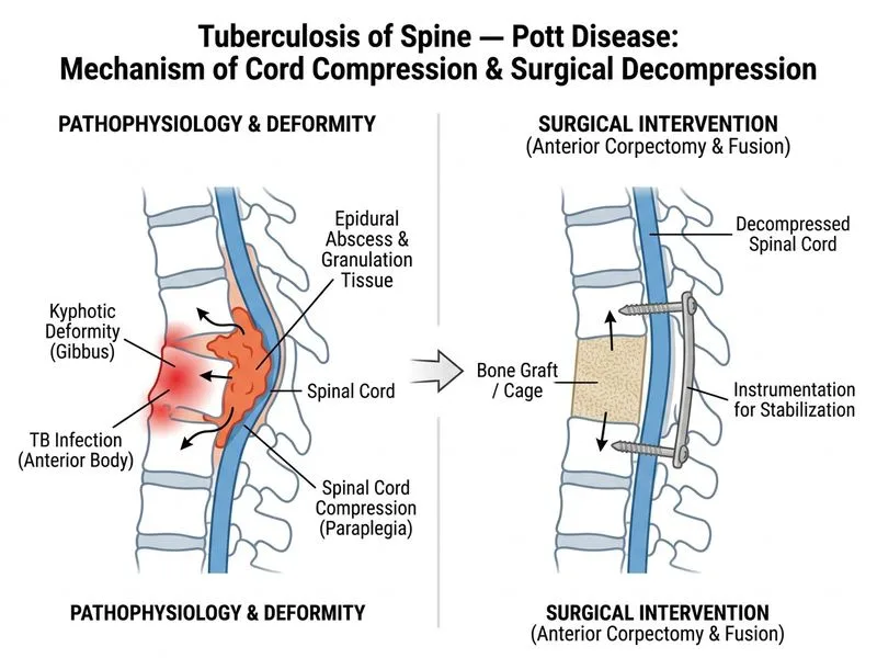 Tuberculosis of Spine — Pott Disease diagram