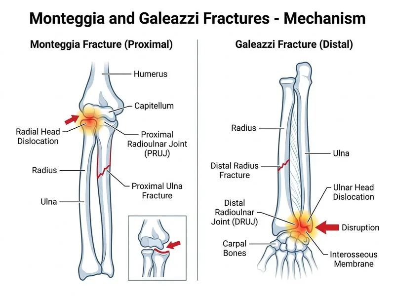 Monteggia and Galeazzi Fractures diagram