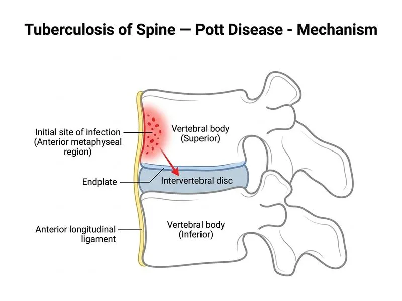 Tuberculosis of Spine — Pott Disease diagram