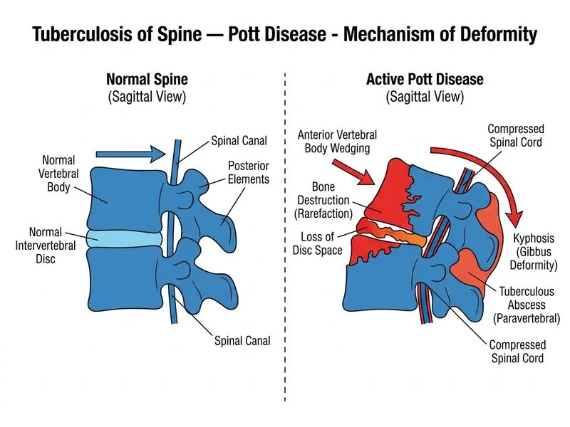 Tuberculosis of Spine — Pott Disease diagram