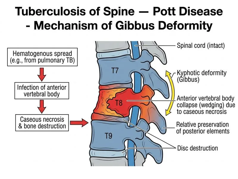 Tuberculosis of Spine — Pott Disease diagram