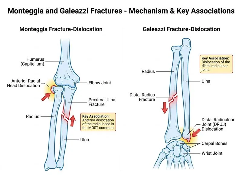 Monteggia and Galeazzi Fractures diagram