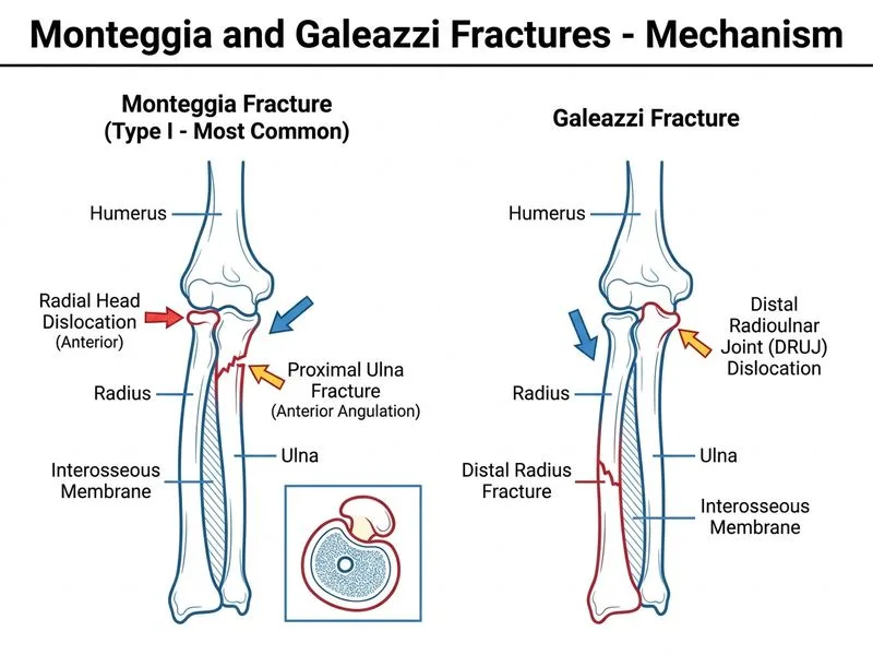 Monteggia and Galeazzi Fractures diagram