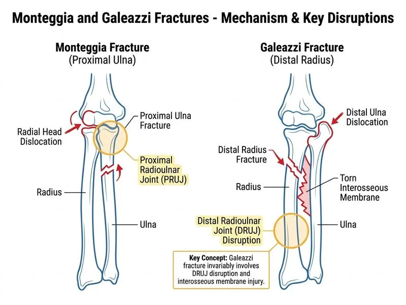 Monteggia and Galeazzi Fractures diagram