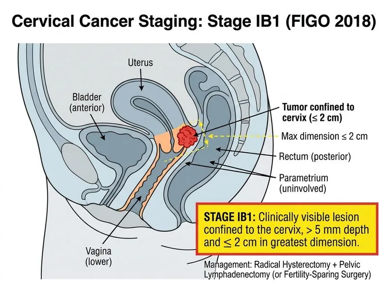 Cervical Cancer Staging and Management diagram