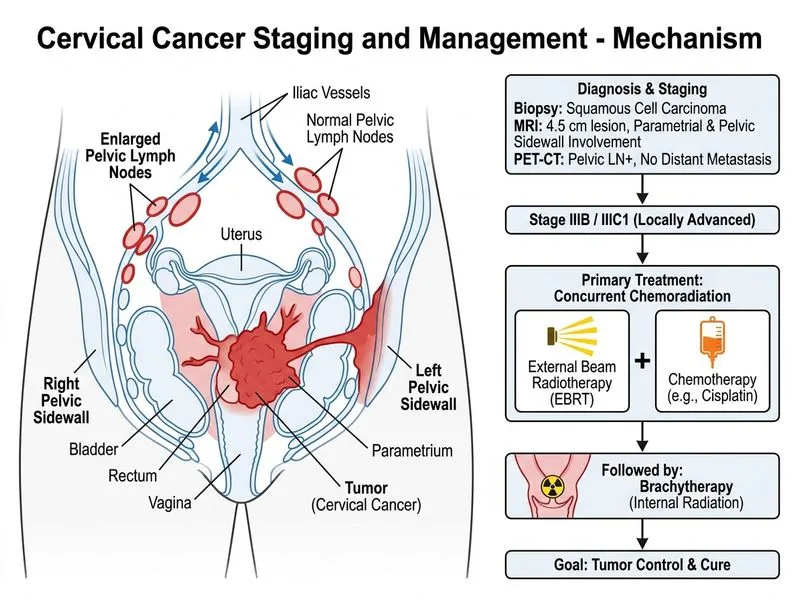 Cervical Cancer Staging and Management diagram