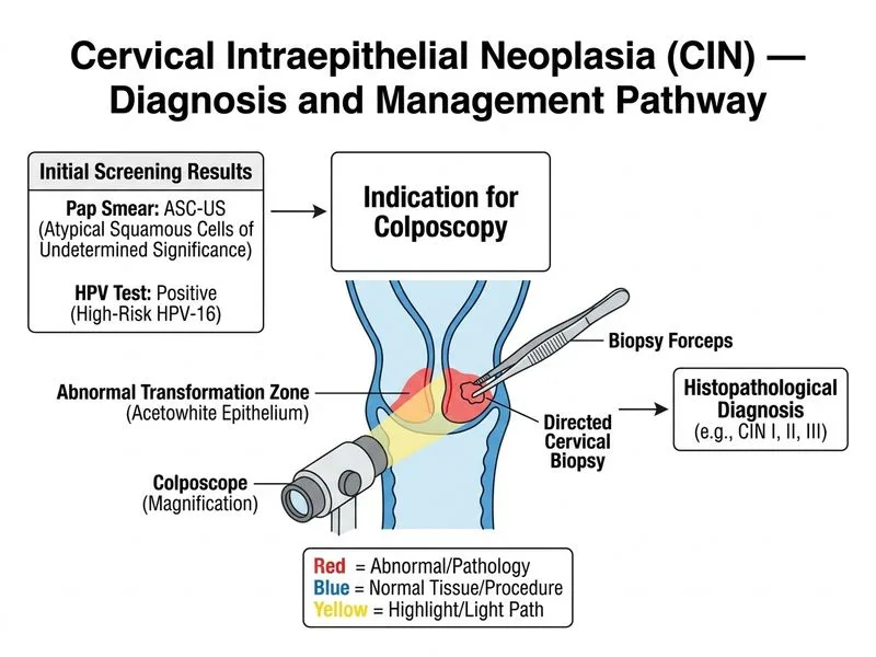 Cervical Intraepithelial Neoplasia (CIN) — Diagnosis and Management diagram