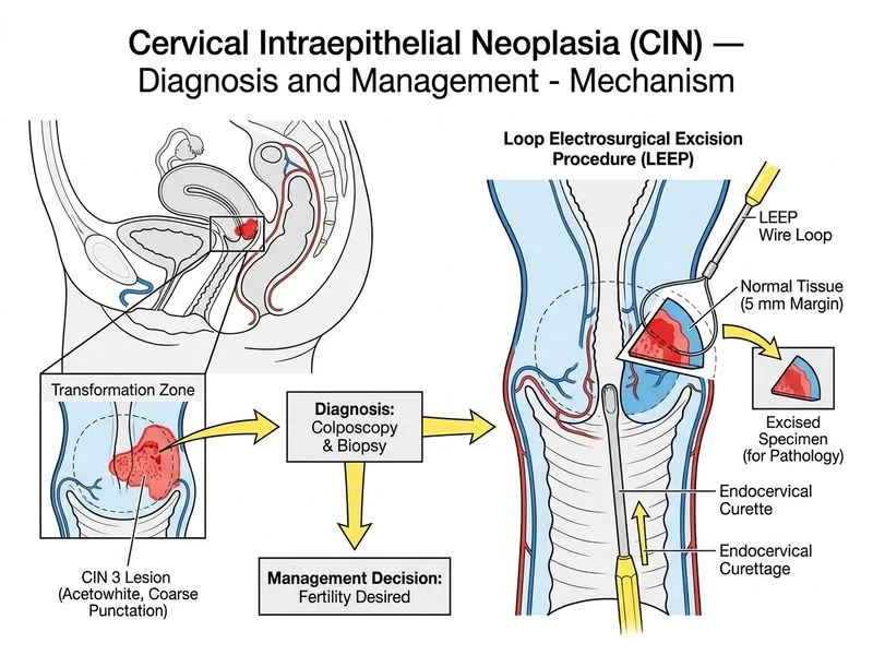 Cervical Intraepithelial Neoplasia (CIN) — Diagnosis and Management diagram