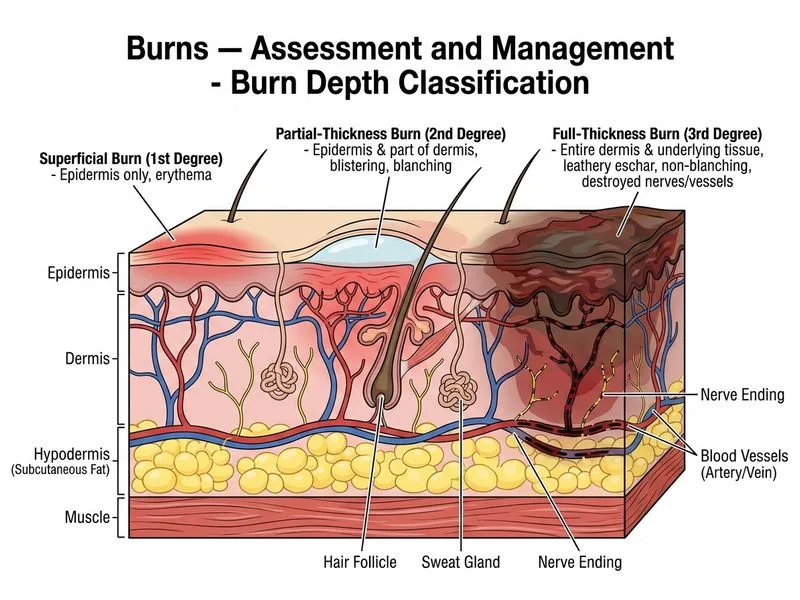 Burns — Assessment and Management diagram