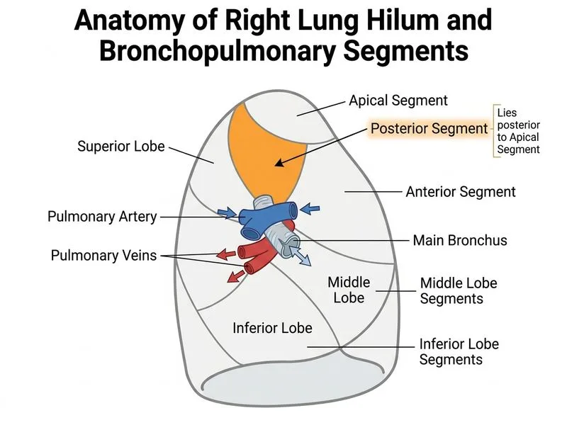 Lung Hilum and Bronchopulmonary Segments diagram