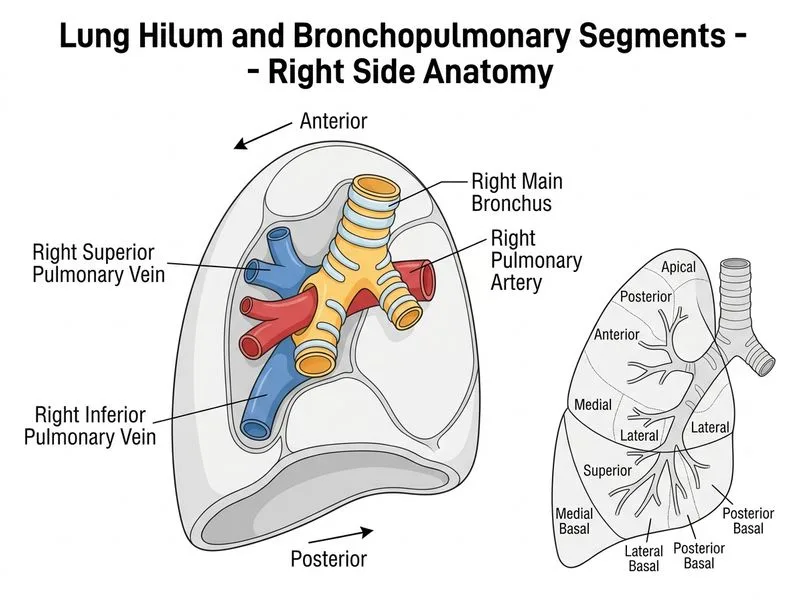 Lung Hilum and Bronchopulmonary Segments diagram