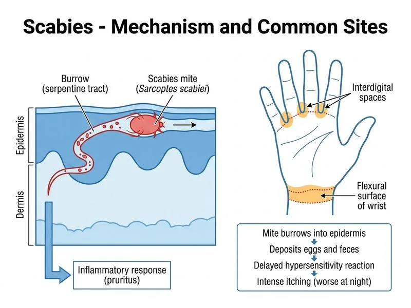 Scabies diagram