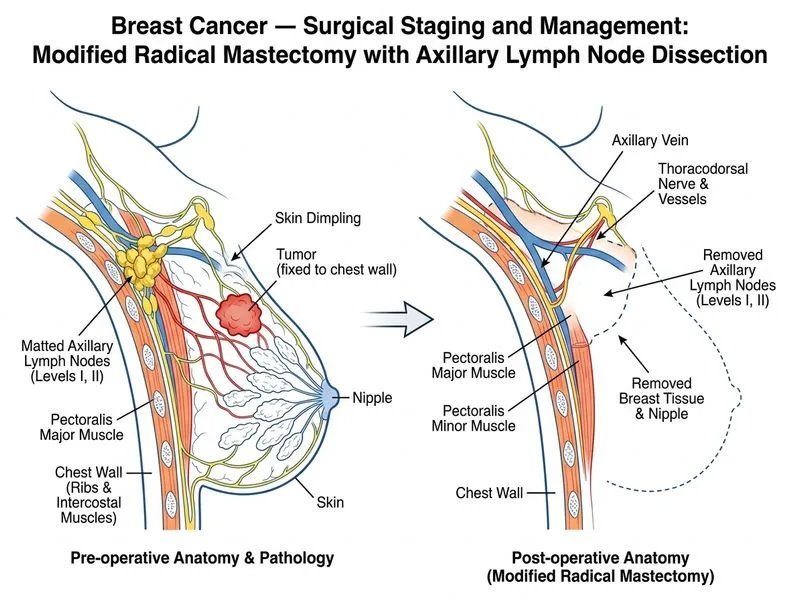 Breast Cancer — Surgical Staging and Management diagram
