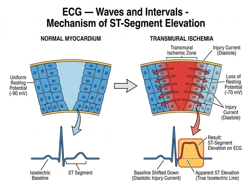 ECG — Waves and Intervals diagram