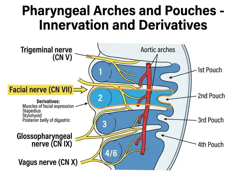 Pharyngeal Arches and Pouches diagram